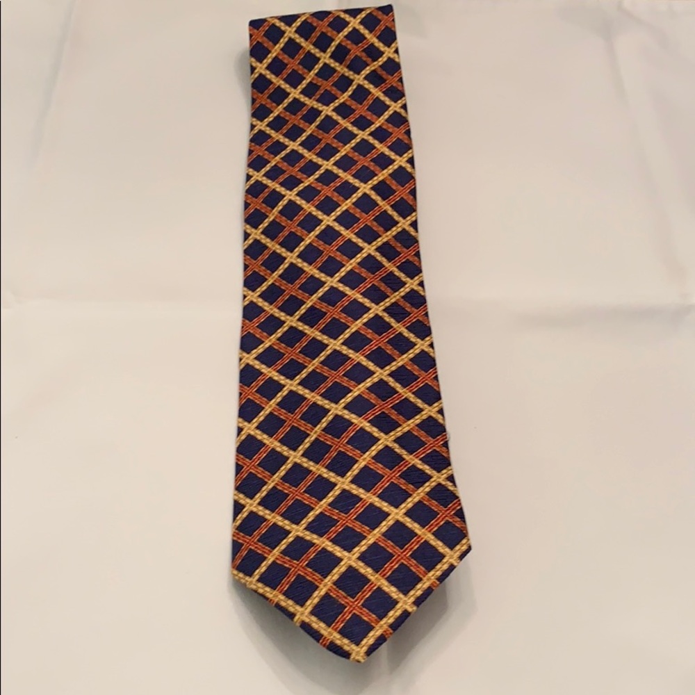 Men’s tie. Navy/gold/burgundy stripe. Never worn